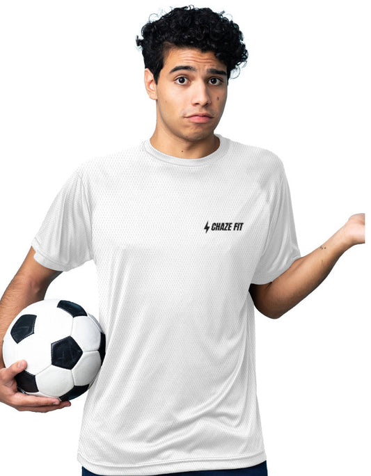 Chaze Fit AOP Dri-Fit sports t-shirt 170 GSM poly mesh knit with moisture-wicking finish for Indian gym heat