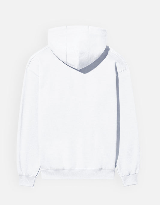 Pastel Unisex Hoodie 300 GSM cotton brushed fleece white back view