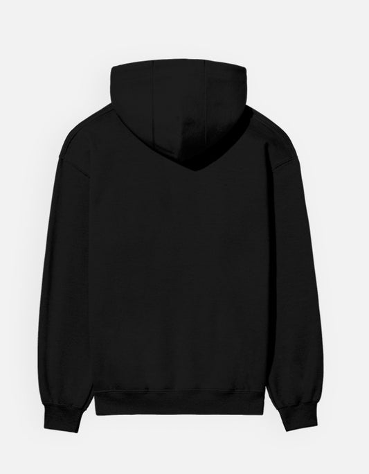 Unisex Hoodie 300 GSM cotton brushed fleece black back view