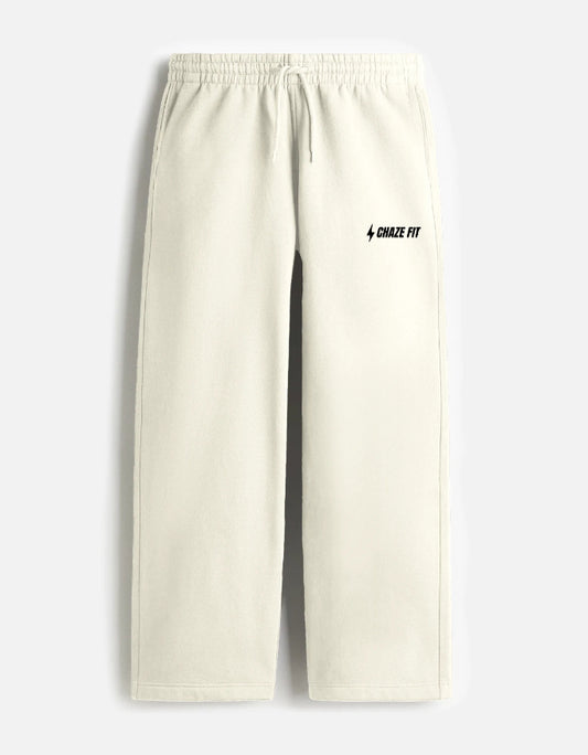 ChazeFit Terry Lux Sweatpants Off White – 260 GSM Heavyweight Terry Unisex Joggers Gym Streetwear India