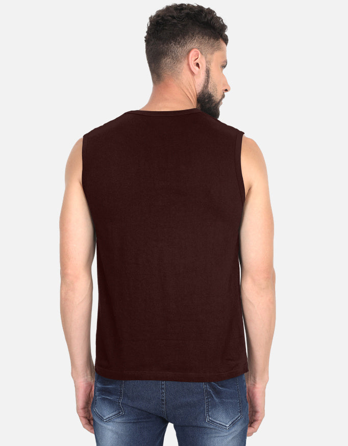 ChazeFit FlexDry Men's Gym Vest Maroon – 180 GSM Cotton Sleeveless T-Shirt Back View