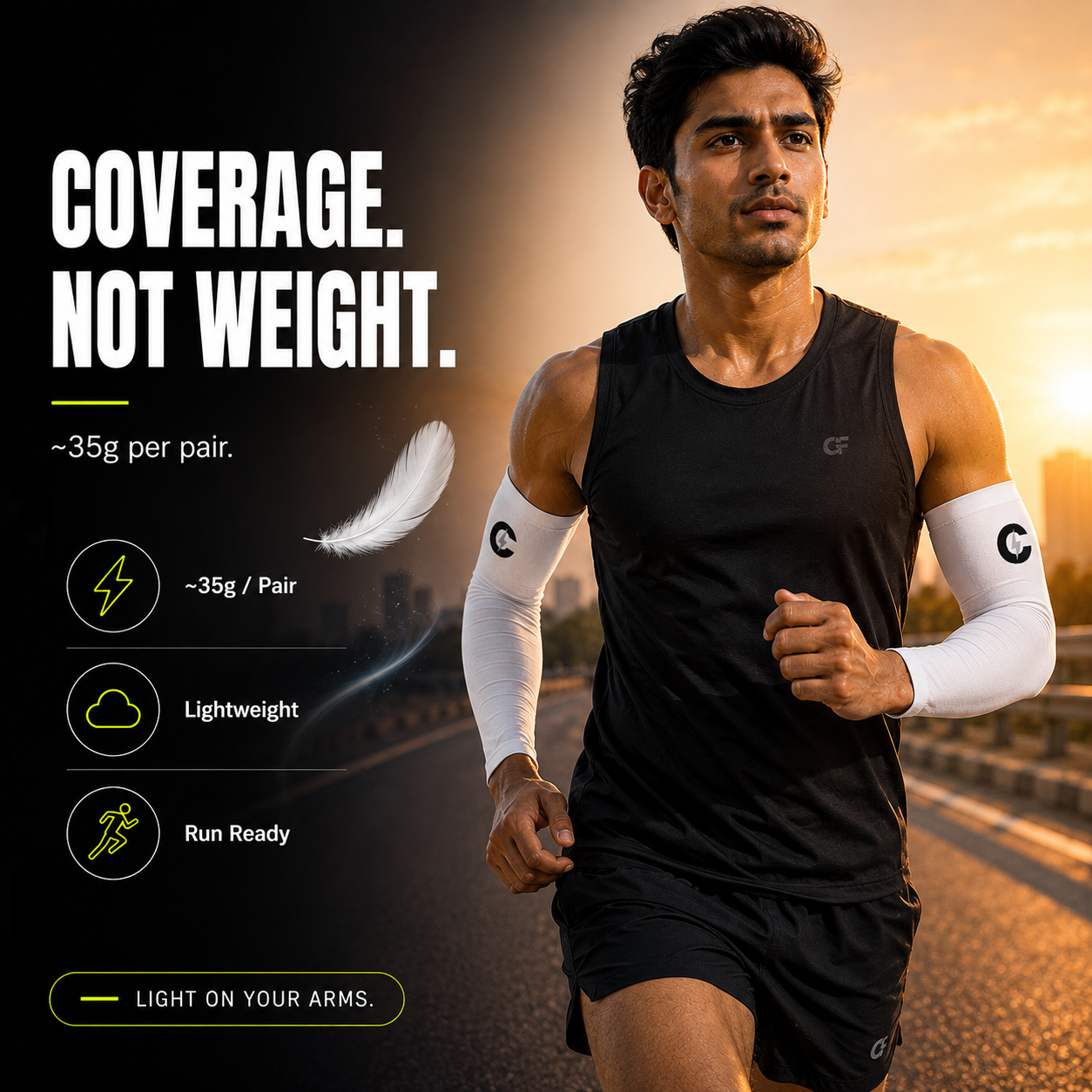 Chaze Fit Pro-Grade AOP arm sleeves worn during outdoor cycling in Indian sun