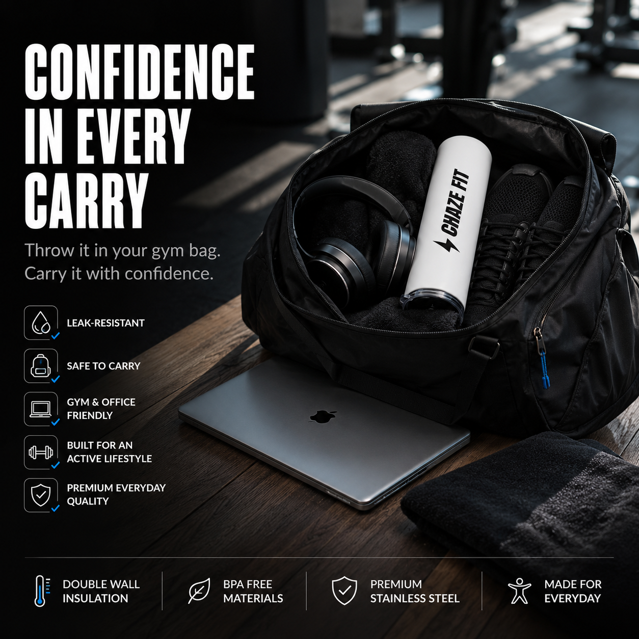 Chaze Fit 20oz Steel Edge Tumbler: 12-Hour Ice Cold. Zero Condensation. CHAZE FIT