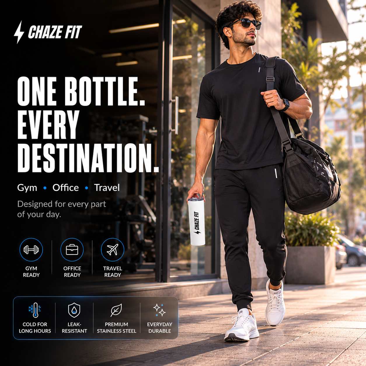 Chaze Fit 20oz Steel Edge Tumbler: 12-Hour Ice Cold. Zero Condensation. CHAZE FIT