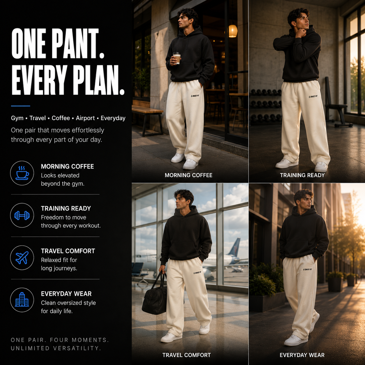 Chaze Fit Oversized Terry Sweatpants - 260 GSM French Terry Cotton Unisex CHAZE FIT
