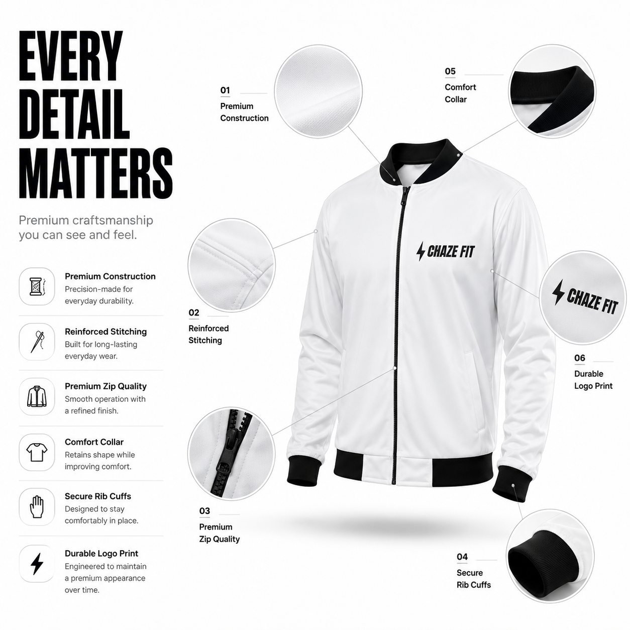 Chaze Fit AOP Bomber Jacket - 240 GSM Brushed Fleece Unisex CHAZE FIT