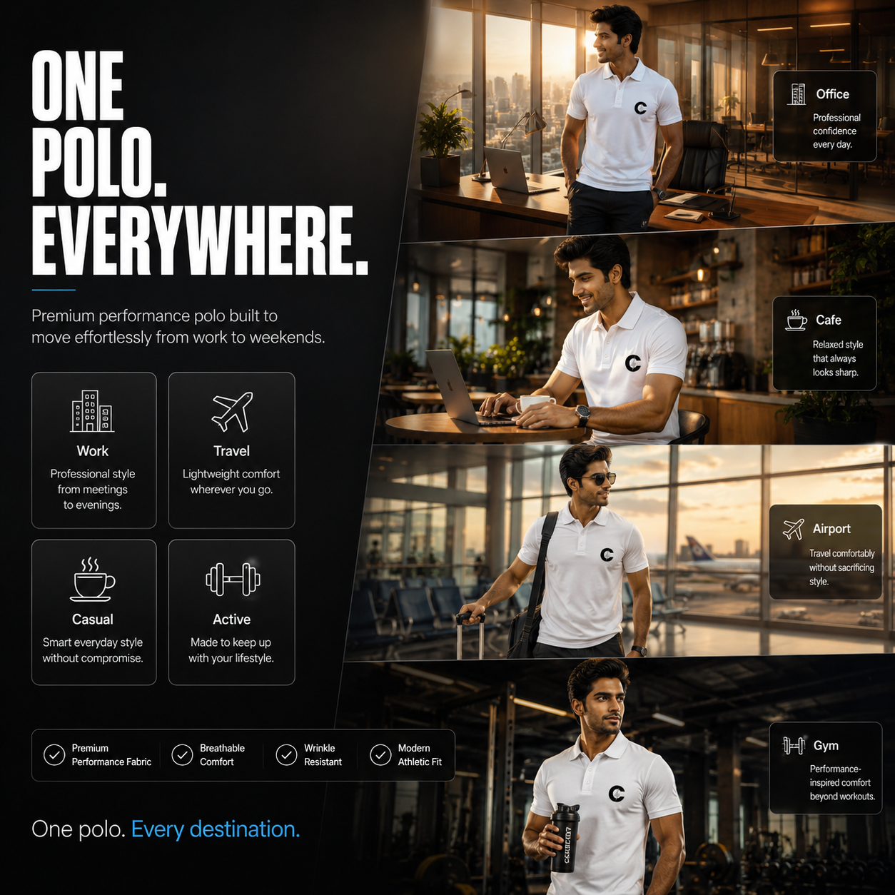 Chaze Fit Men's Airtex Polo T-Shirt - 220 GSM Cotton Structured Collar CHAZE FIT