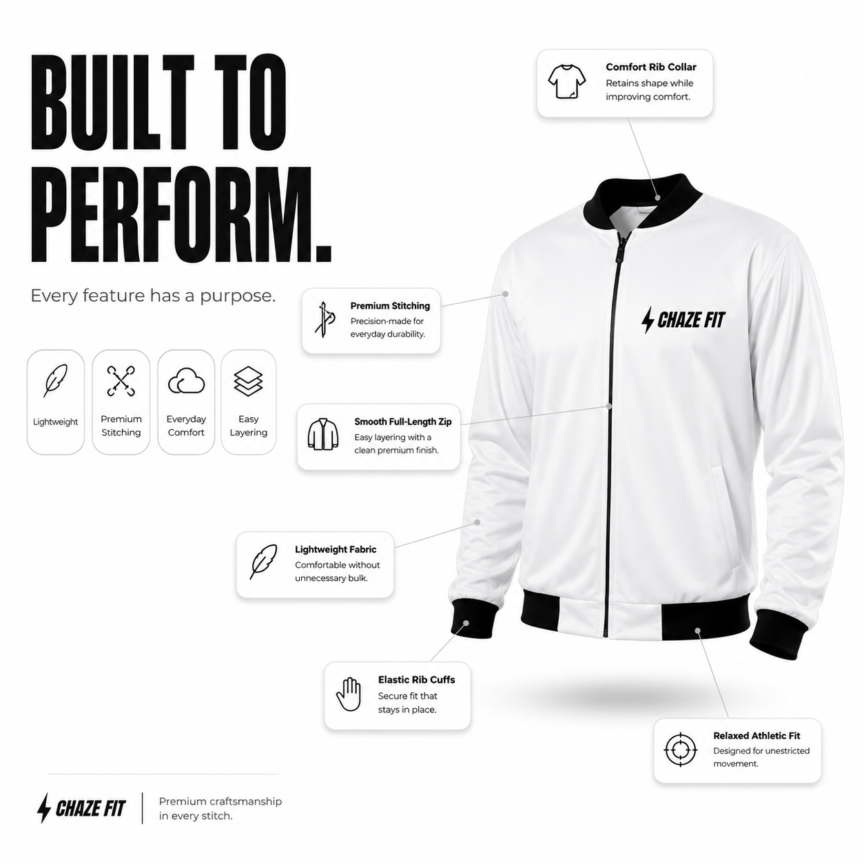Chaze Fit AOP Bomber Jacket - 240 GSM Brushed Fleece Unisex CHAZE FIT