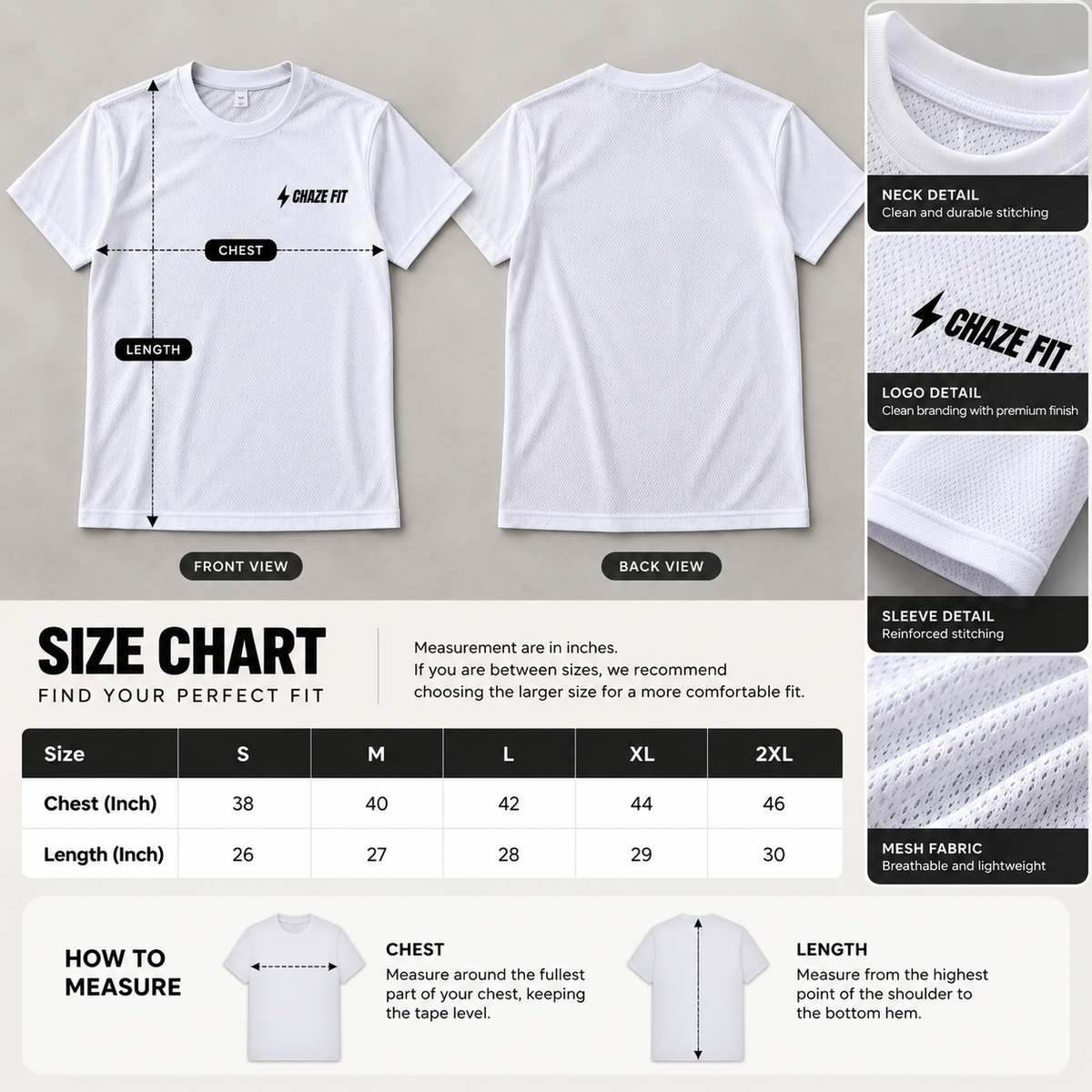 Chaze Fit 170 GSM poly mesh sports T-shirt training apparel view