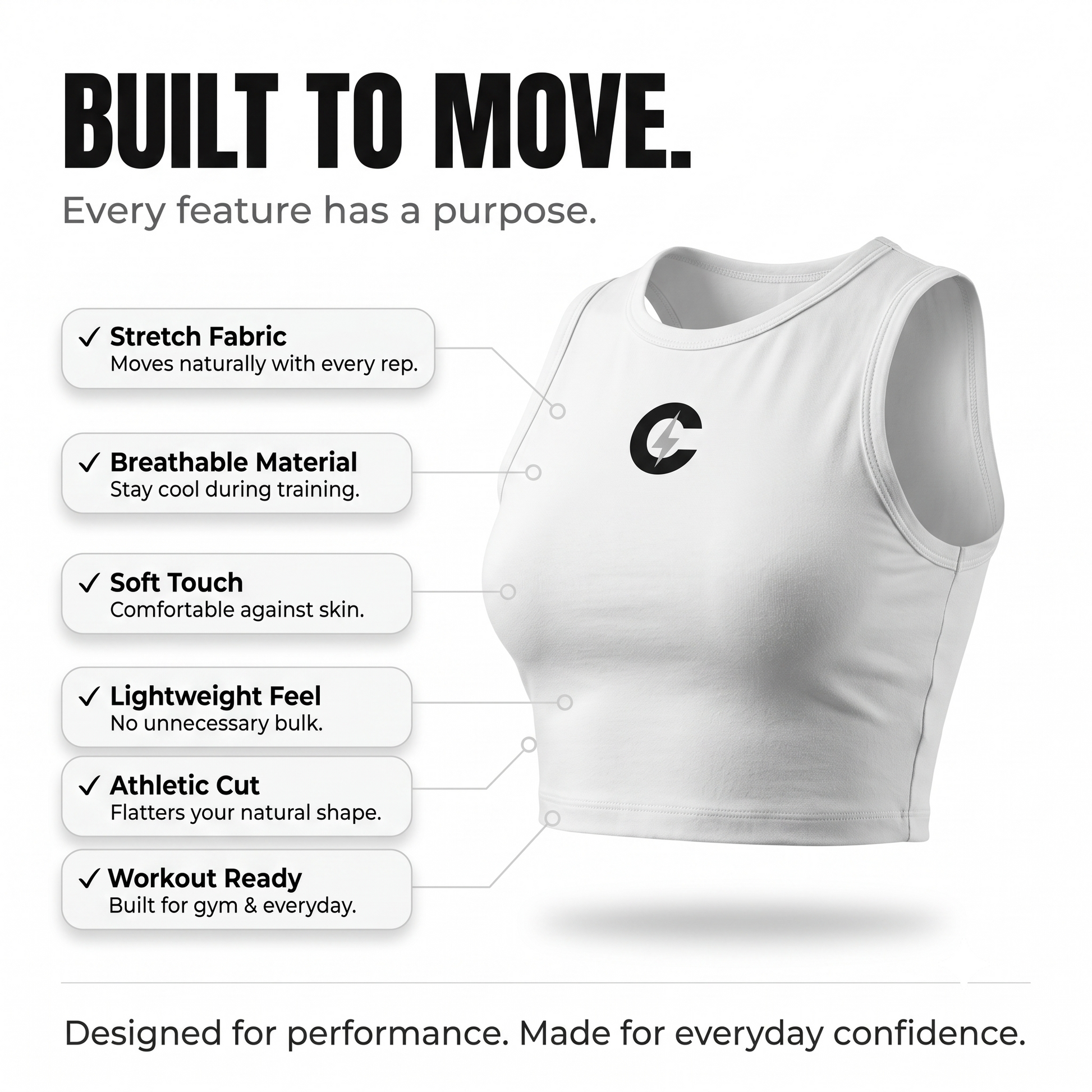 Performance Sports Crop Top for Gym, Yoga & Everyday Comfort CHAZE FIT