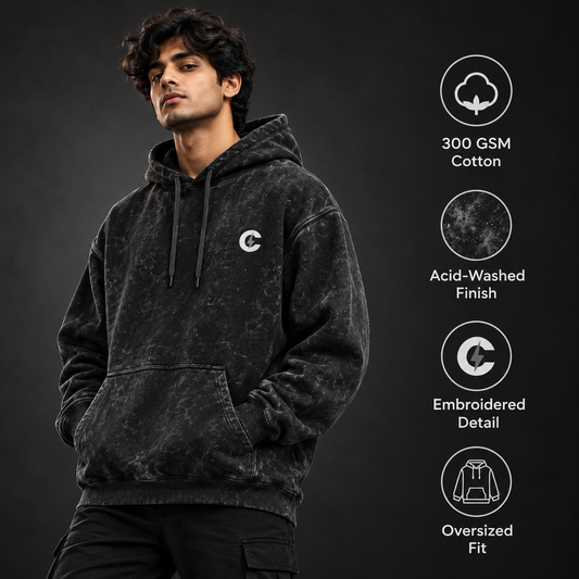Acid Washed Hoodie for Streetwear - 300 GSM Cotton Comfort | Chaze Fit