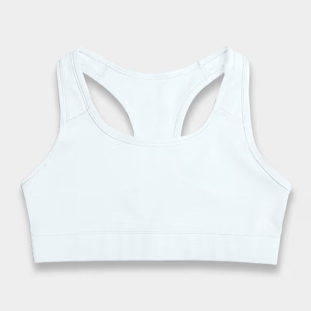Chaze Fit racerback sports bra front detail showing supportive elastic underband